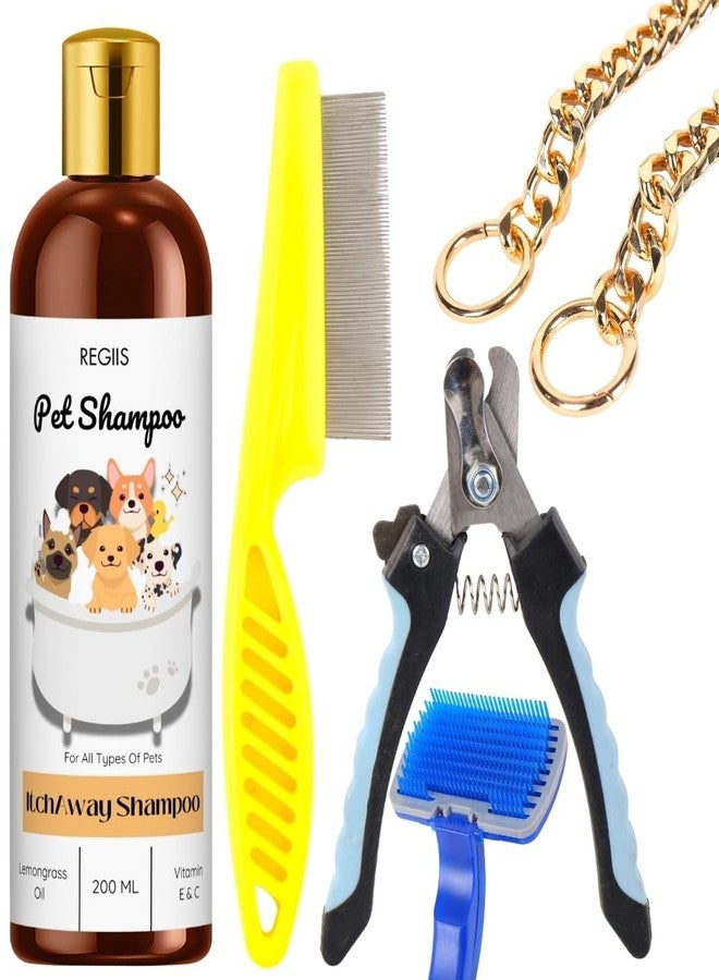 REGIIS REGIS Pet Grooming Kit, Professional Dog Nail Clippers with Safety Guard, Comb, Brush, Pet Shampoo, 200 ml - Image 1